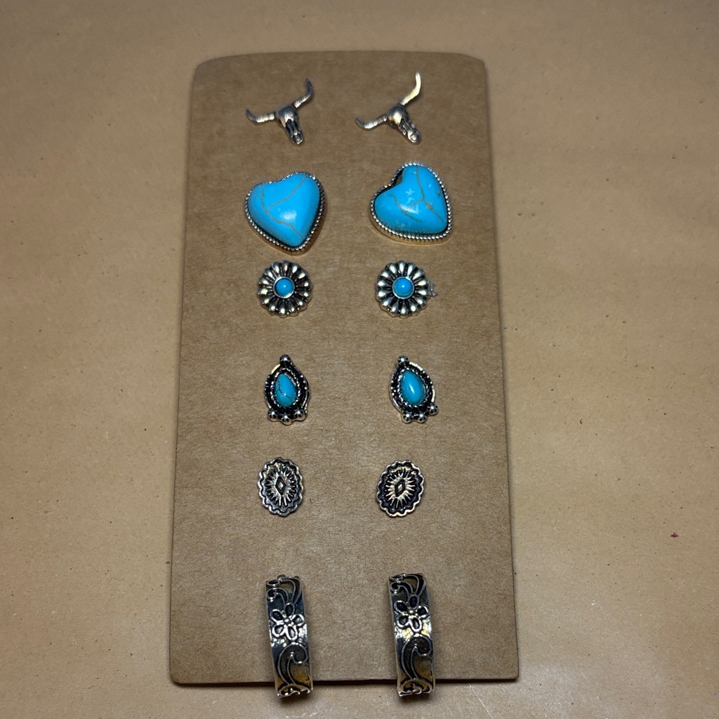 5/$25 Deal! New Turquoise And Silver Earring Set #2